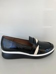 WONDERS A9752 Mocassins mode en cuir verni noir